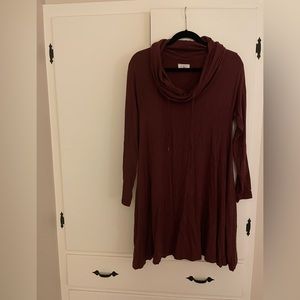 Lou & Grey Size S Baby Doll Dress Cow Neck Red Dress
